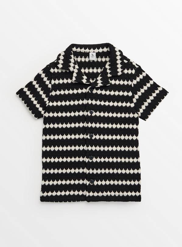 Monochrome Abstract Crochet Shirt  10 years