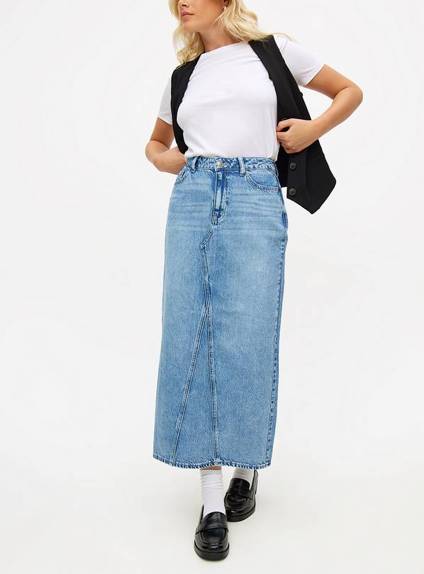 Mid Blue Washed Denim MIdaxi Skirt  20