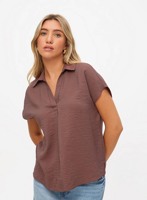 Brown Popover Short Sleeve Blouse 12