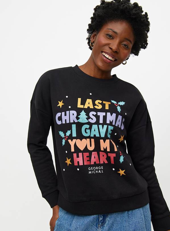 Last Christmas Lyric Graphic Crew Neck Sweatshirt M