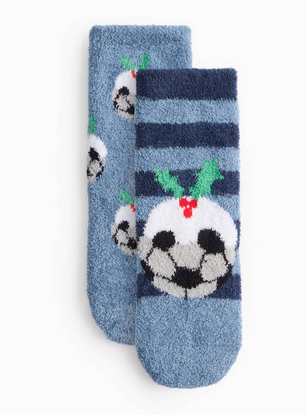 Christmas Football Printed Cosy Socks 2 Pack 9-12