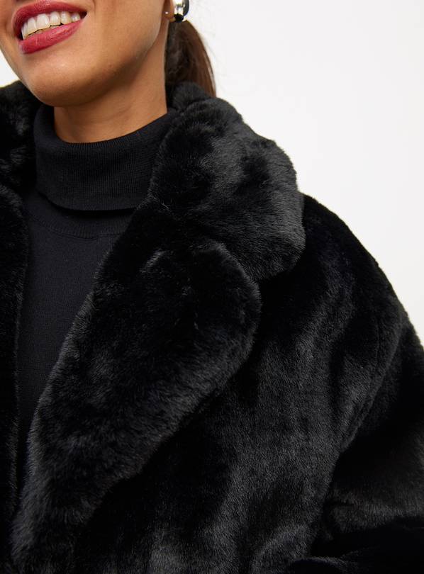 Longline black fur coat hotsell