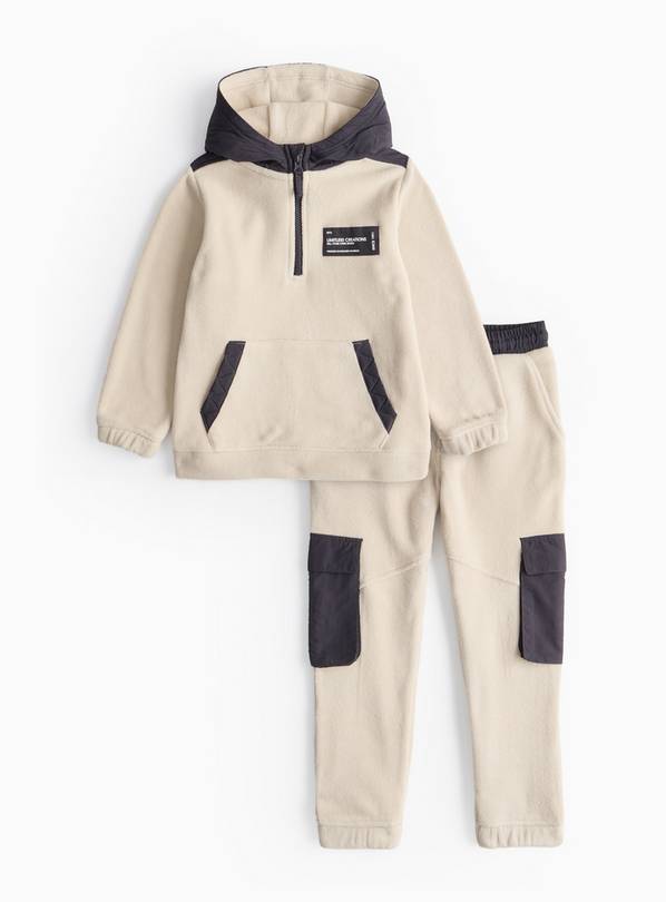 Neutral Micro Fleece Hoodie & Joggers Set 10 years