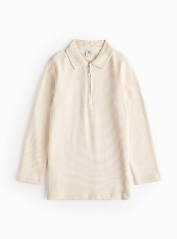 Stone Textured Zip Long Sleeve Polo Top 8 years