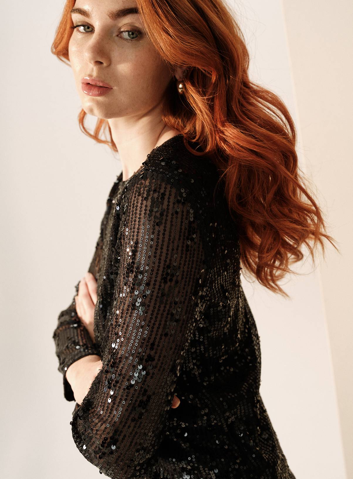 Black Sequin Embellished Long Sleeve Top 10 - Image 3