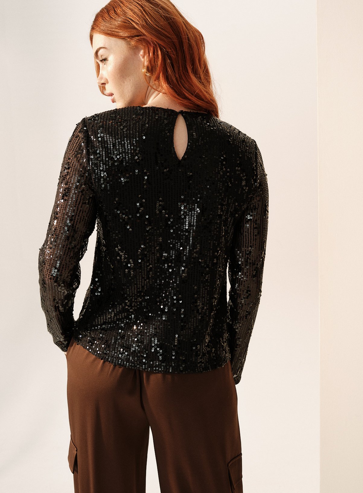 Black Sequin Embellished Long Sleeve Top 10 - Image 4 thumbnail