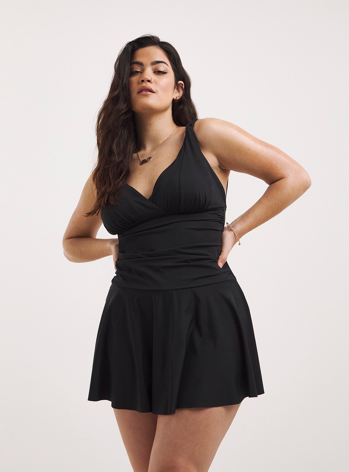 Black SIMPLY BE Magisculpt Lose Up To An Inch Tummy Control Swimdress