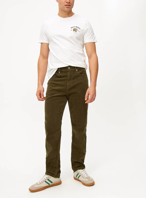 Khaki Corduroy Trousers 34R