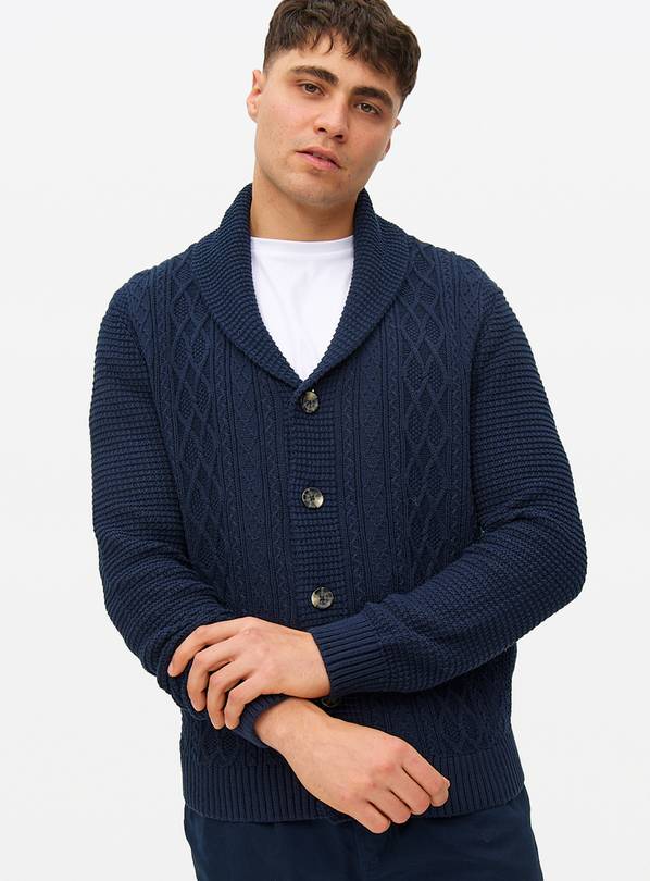 Navy Cable Knit Cardigan XL