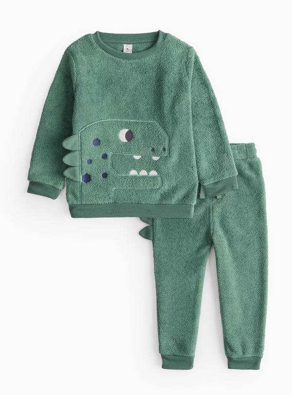 Novelty Dinosaur Green Borg Fleece Sweatshirt & Joggers Set 1-2 years