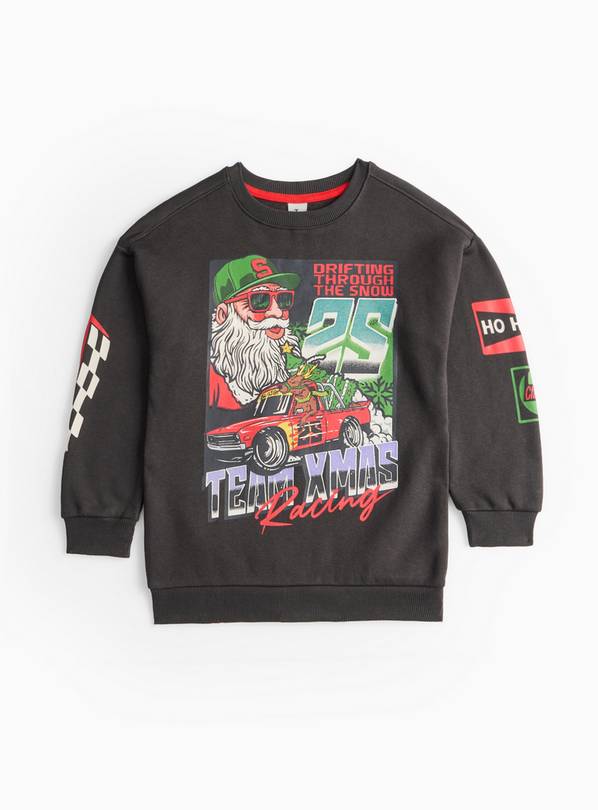 Christmas Santa Race Car Graphic Sweatshirt  6 years