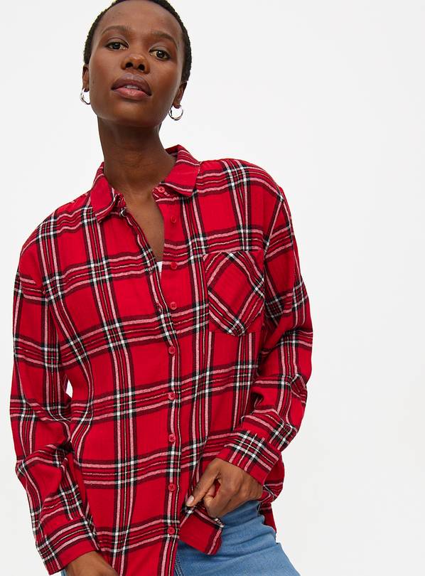 Red Traditional Check Relaxed Shirt 10