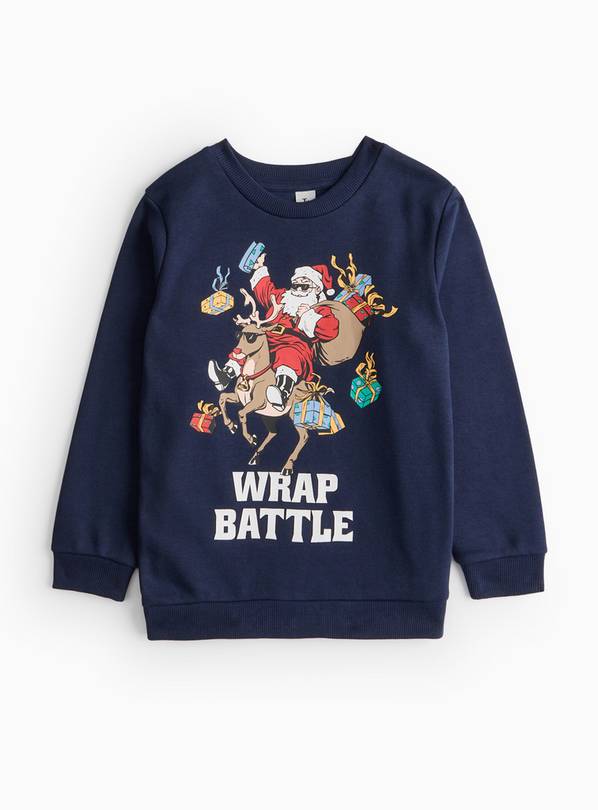 Navy Santa Wrap Battle Christmas Sweatshirt 11 years