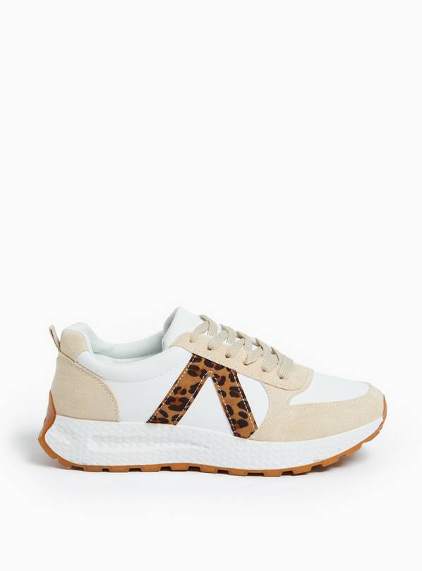 White Leopard Print Panel Trainers 7
