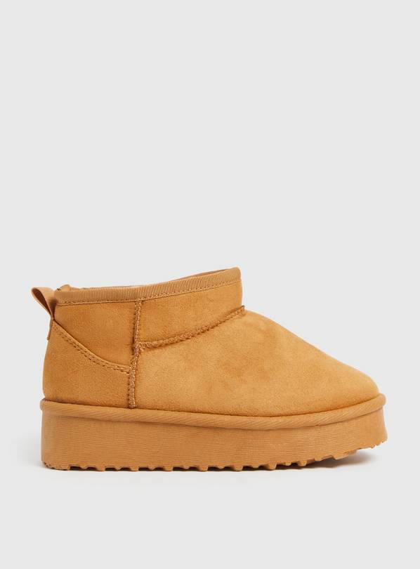 Chestnut Borg Platform Ankle Boots 13 Infant