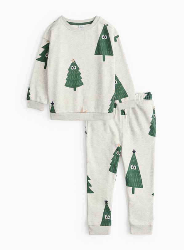 Christmas Trees Print Grey Sweatshirt & Joggers Set 1-2 years