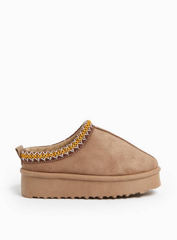 Tan Slip On Borg Shoes 13 Infant