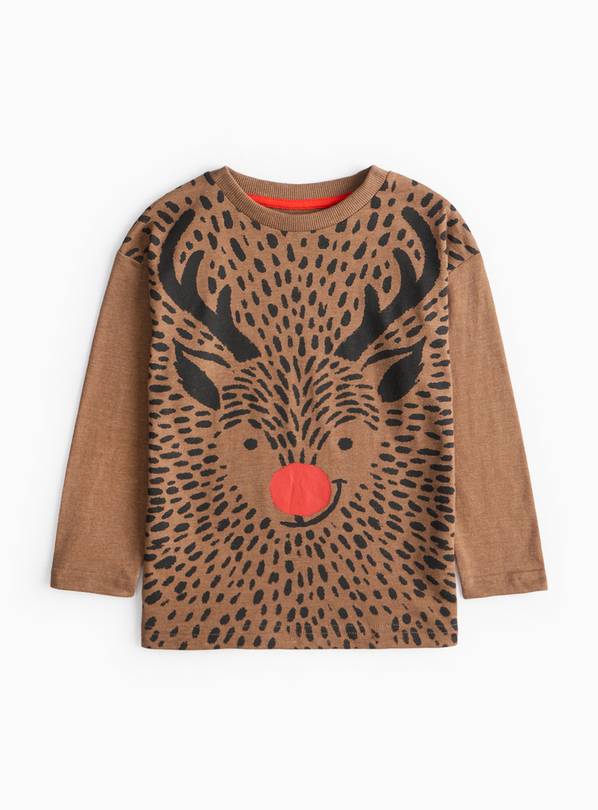 Brown Reindeer Christmas Long Sleeve T-Shirt 1-2 years