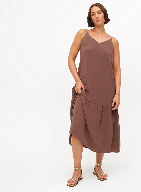 Brown Tiered Strappy Midaxi Dress 18