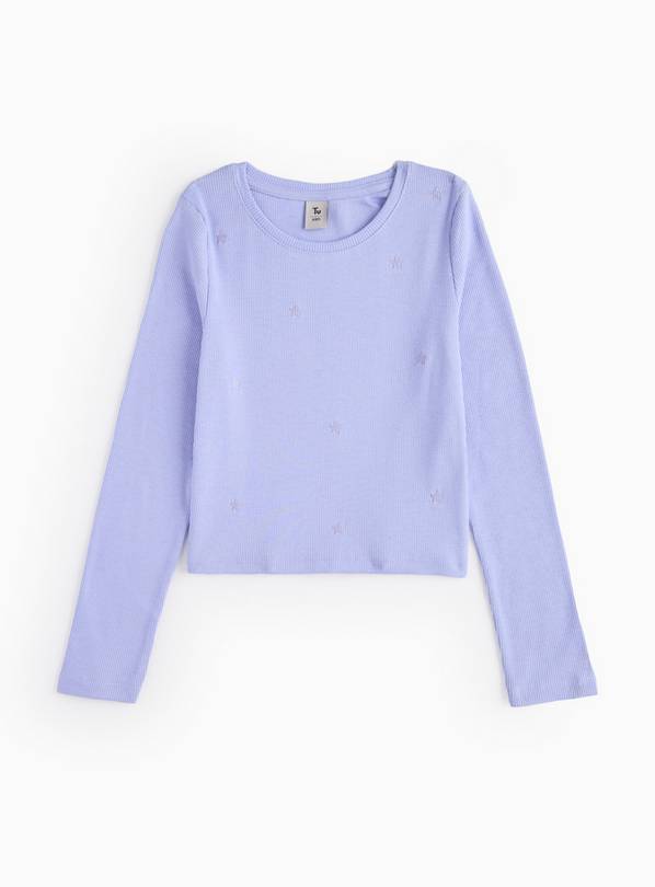 Lilac Ribbed Star Detail Long Sleeve Top 11 years