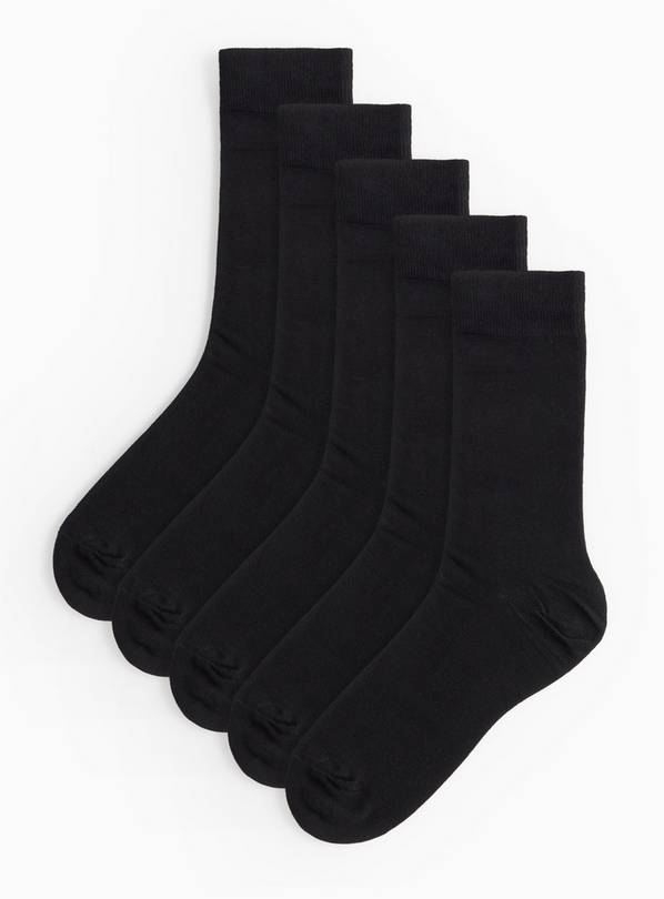 Plain Black Ankle Socks 5 Pack 9-12