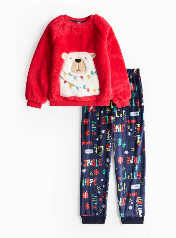 Novelty Polar Bear Fleece Christmas Pyjamas 1-1.5 years