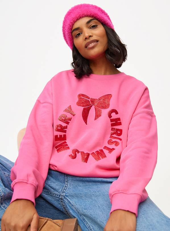 Buy Mini Me Women s Pink Christmas Wreath Sweatshirt L Hoodies and sweatshirts Tu