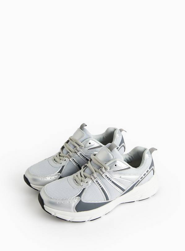 Silver Retro-Style Trainers  3