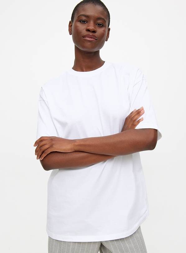 White Oversized Washed Plain T-Shirt 10