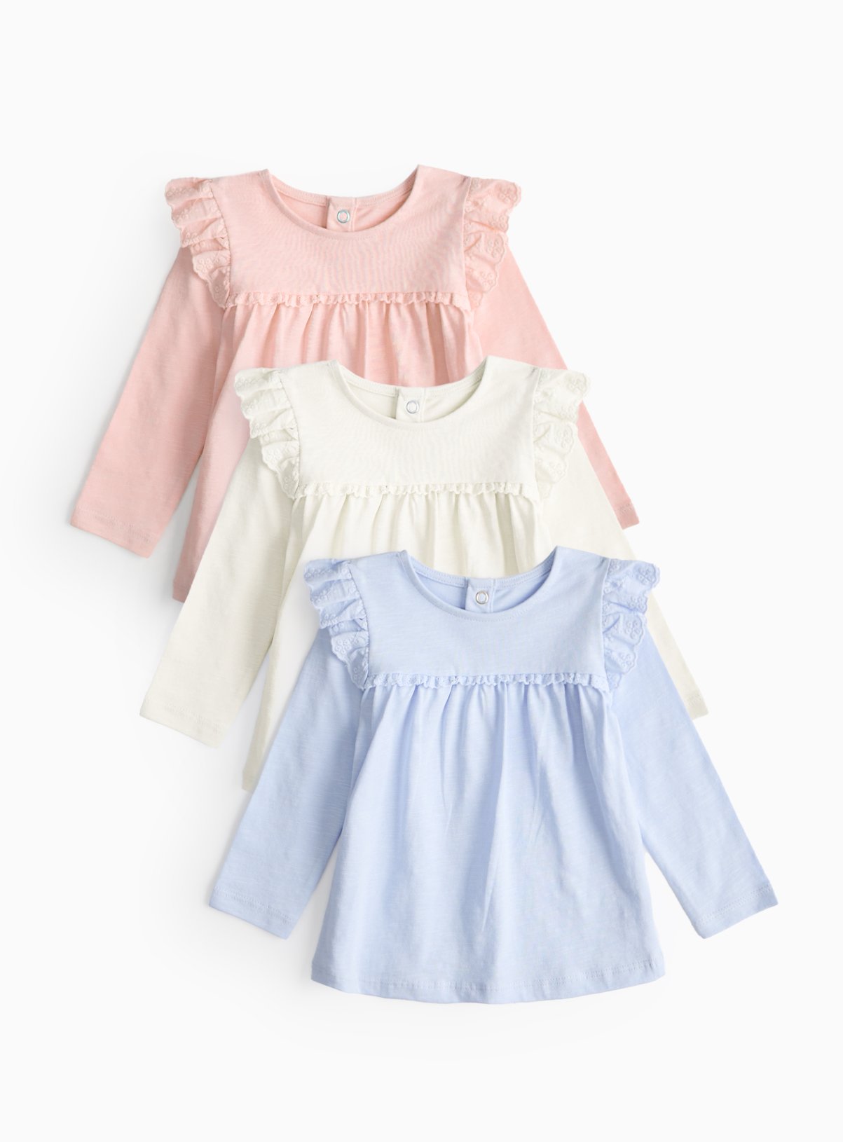 Frill Long Sleeve Tops 3 Pack 3-6 months