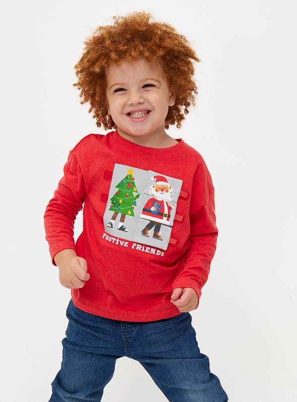 Red Christmas Friends Interactive Long Sleeve Top 1-2 years