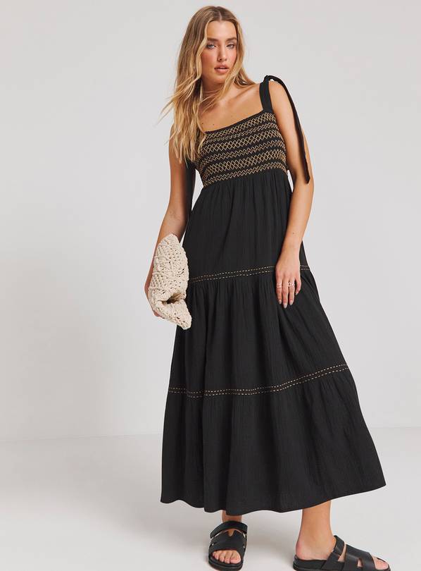 SIMPLY BE Embroidered Tiered Maxi Dress 24