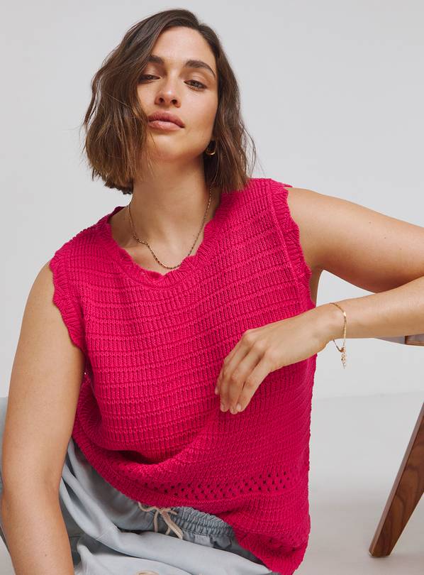 SIMPLY BE Knitted Crochet Vest 12-14