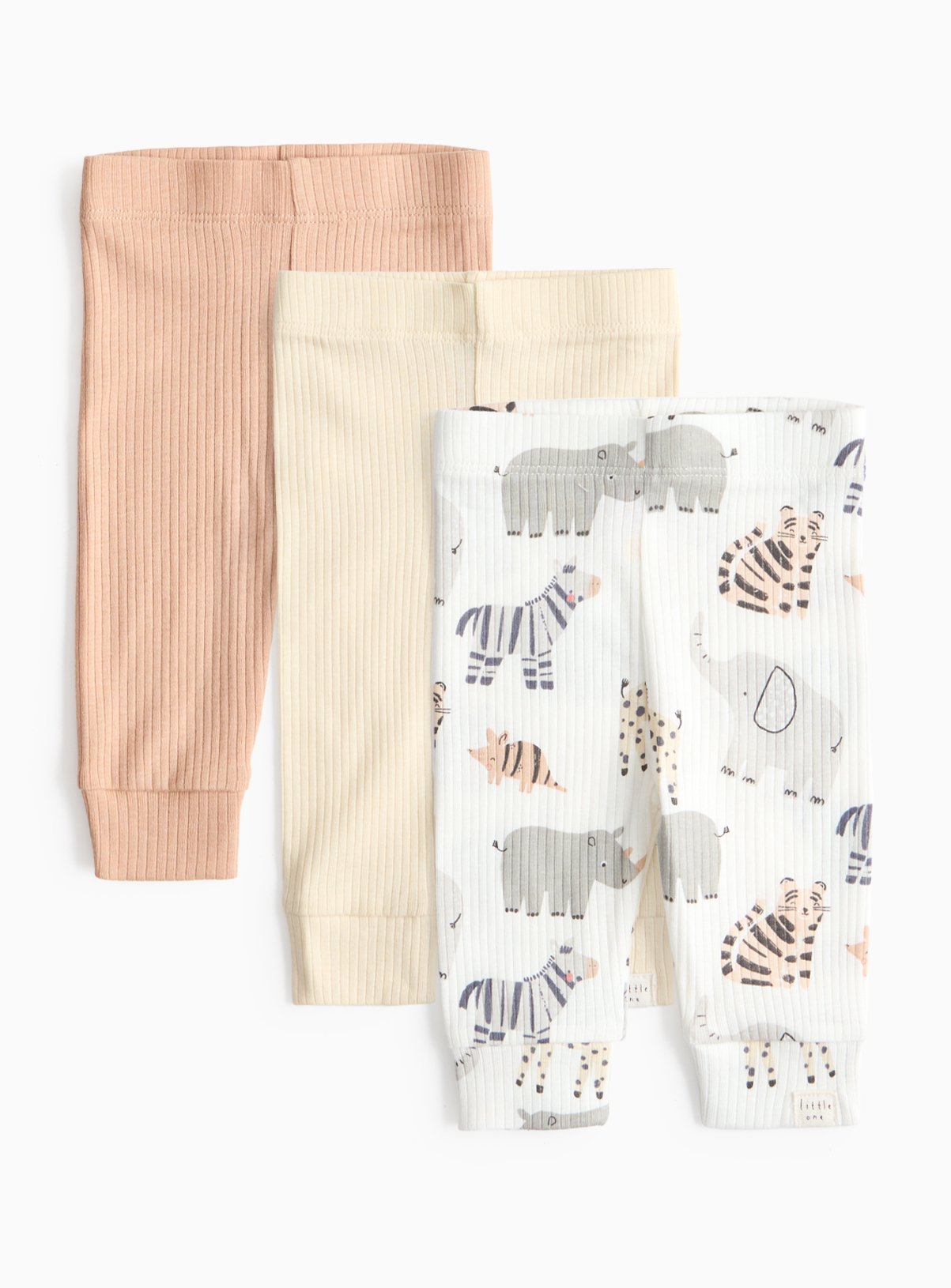 Safari Print Ribbed Leggings 3 Pack (12-18 Months) - Tu by Sainsbury's