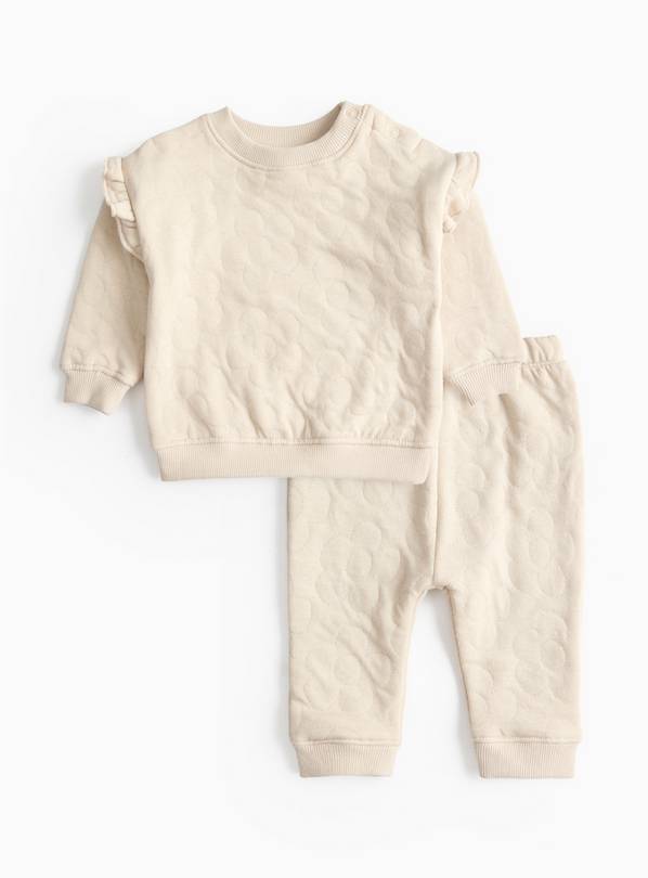 Cream Floral Quilted Sweat Set 6-9 months