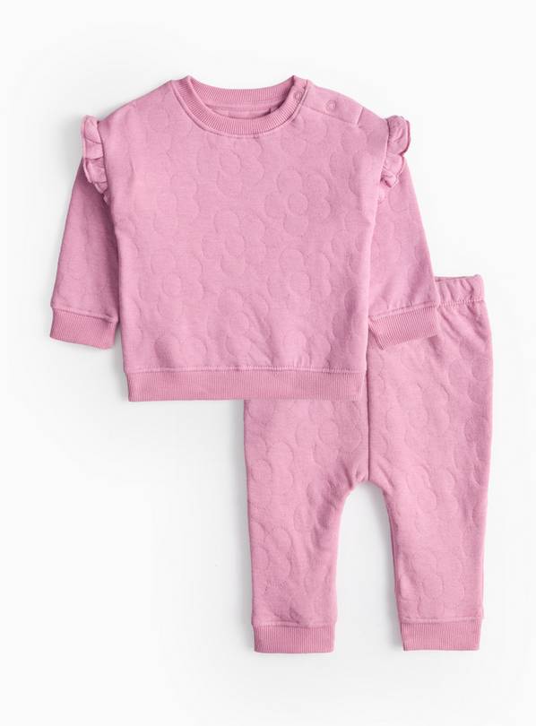 Pink Floral Quilted Sweatshirt & Joggers Set 6-9 months