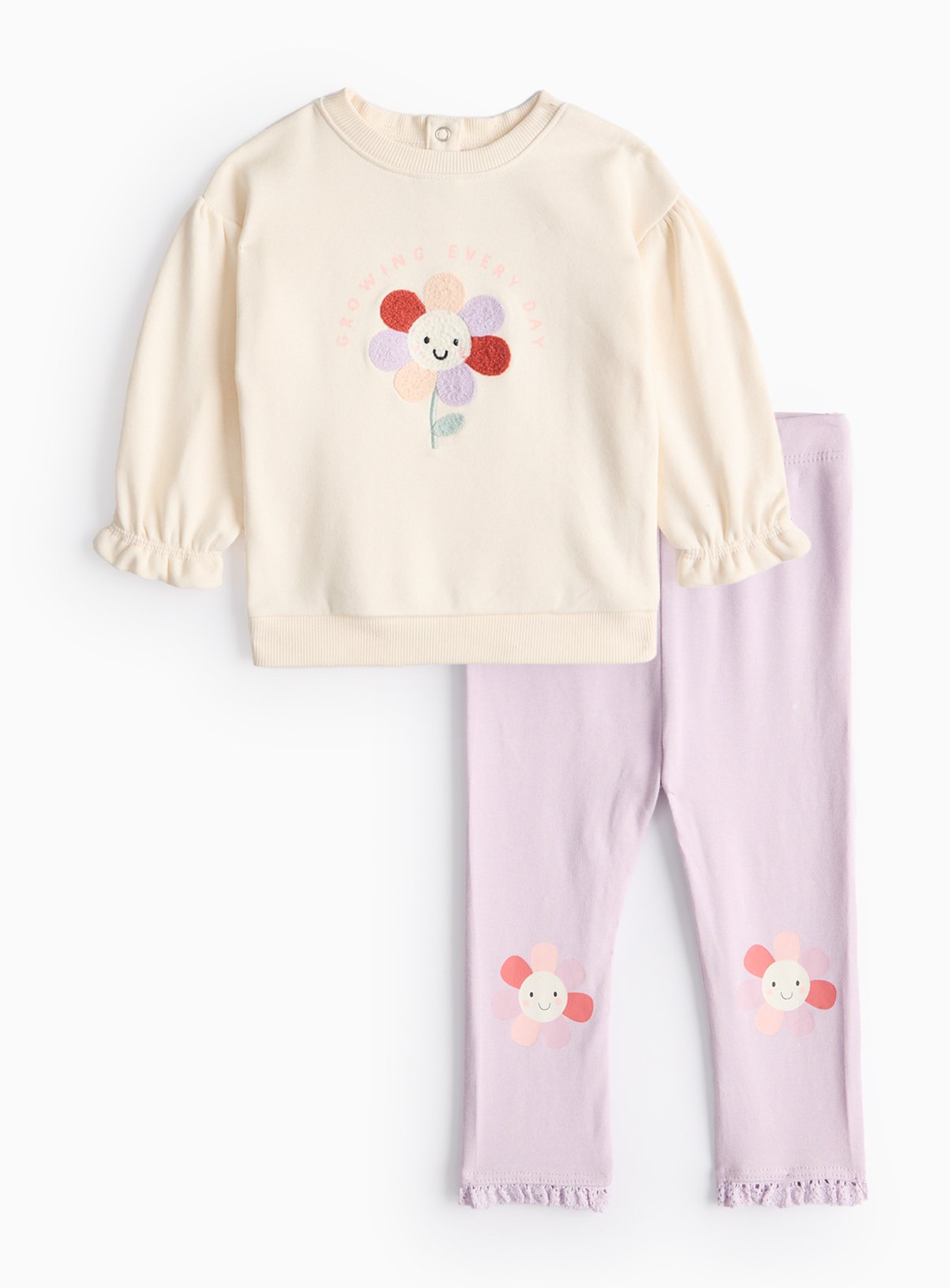Flower Sweatshirt & Lilac Badge Leggings Set (3-6 Months) - Tu by Sainsbury's