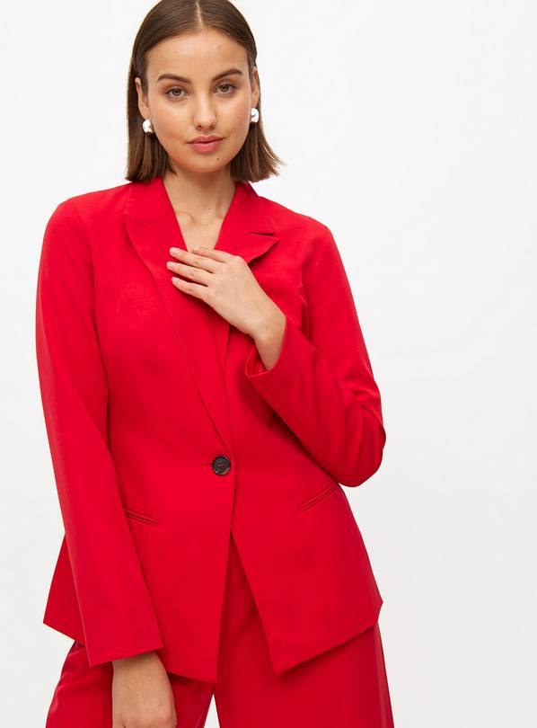 Red Single Breasted Tailored Hourglass Blazer 8