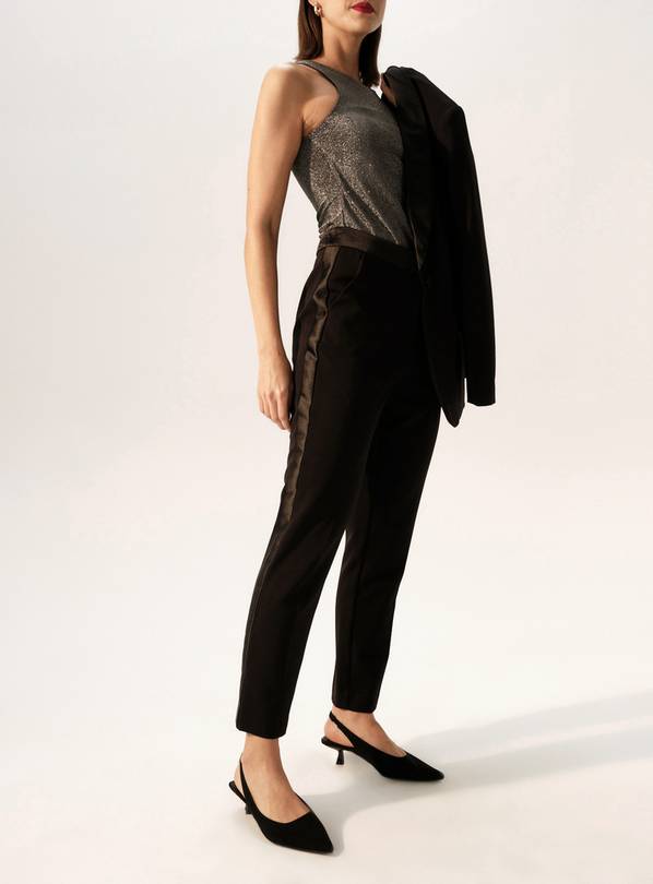 Black Slim Leg Coord Tuxedo Trousers 20R