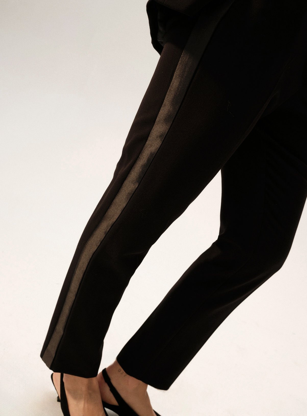 Black Slim Leg Coord Tuxedo Trousers 22L - Image 3 thumbnail