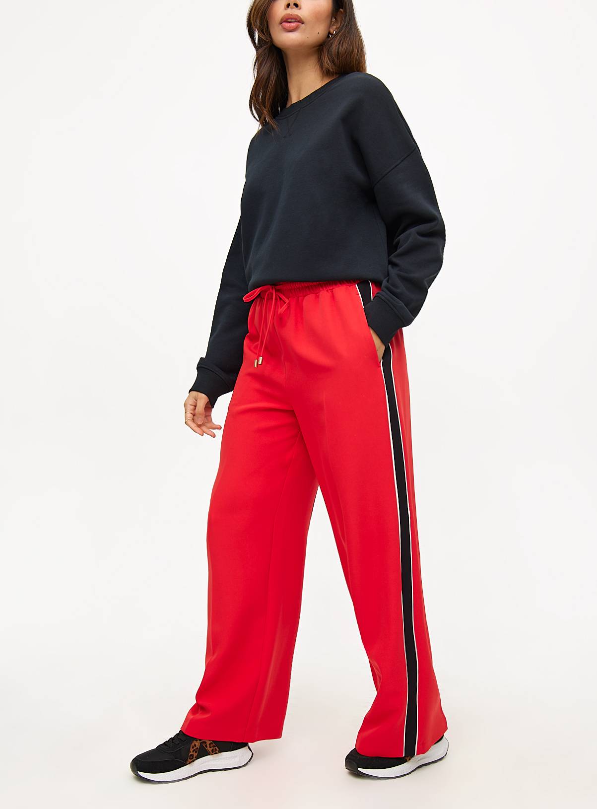 Red Side Stripe Wide Leg Trousers 16 - Image 1