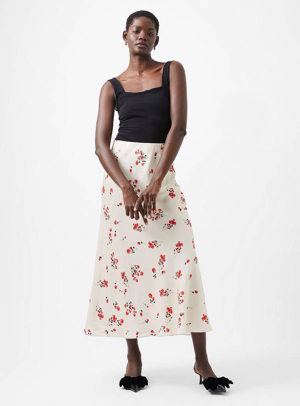 FRENCH CONNECTION Floramour Ennis Satin Long Skirt 16