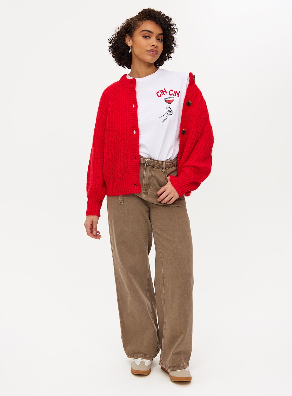Red Button Knitted Raglan Cardigan 18 - Image 2 thumbnail