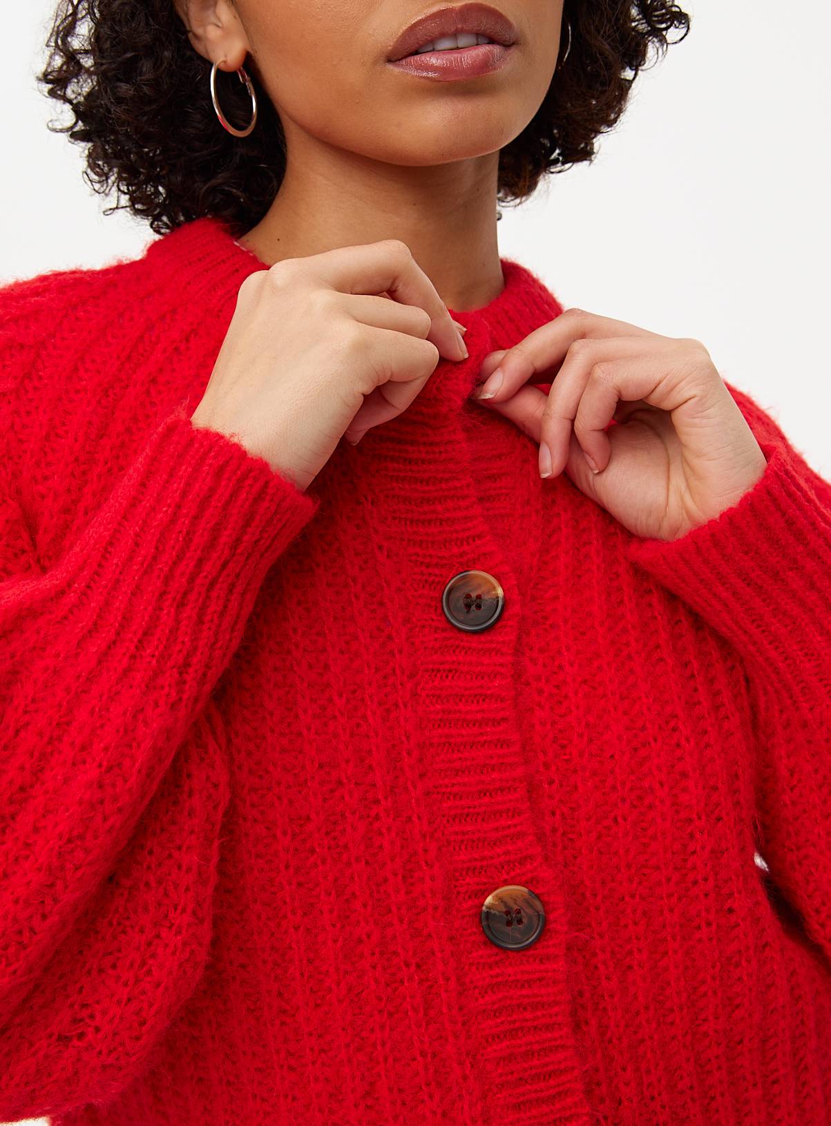 Red Button Knitted Raglan Cardigan 18 - Image 3