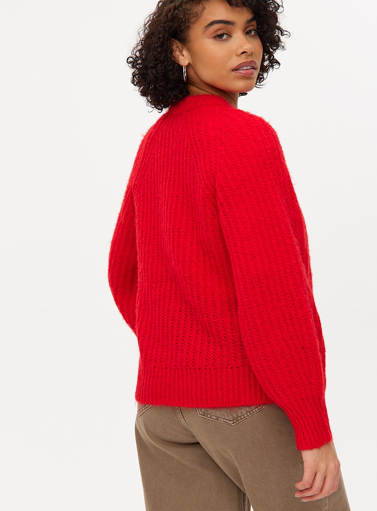 Red Button Knitted Raglan Cardigan 18 - Image 4 thumbnail