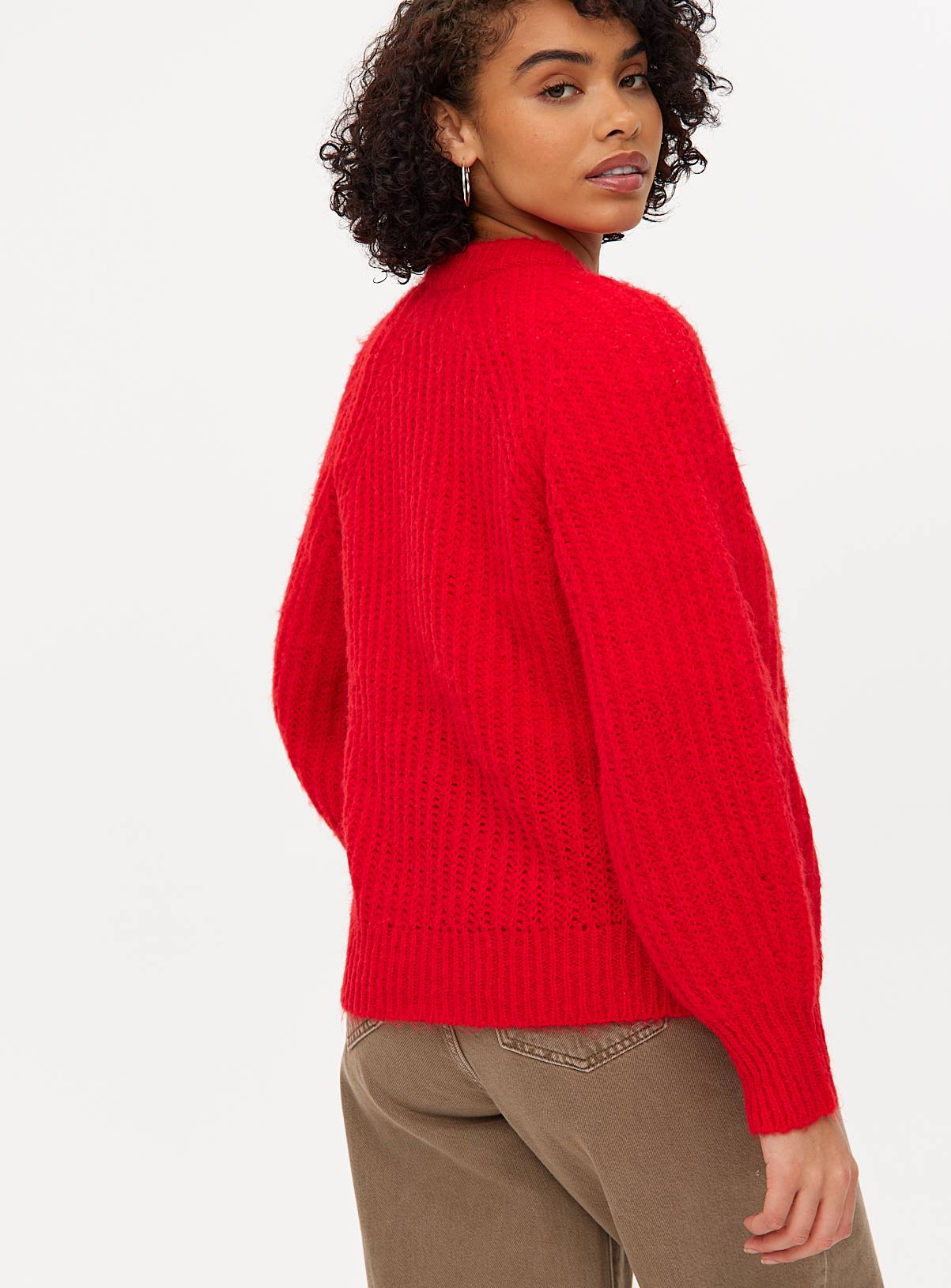 Red Button Knitted Raglan Cardigan 18 - Image 4