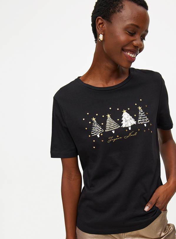 Christmas Tree Joyeux Noel Print T-Shirt 22