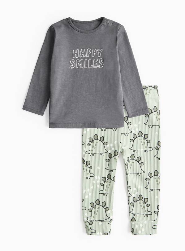 Grey Top & Dino Print Leggings Set 6-9 months