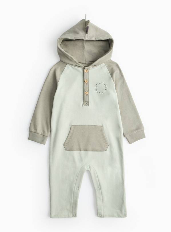 Grey Dino Hooded Romper Up to 3 mths