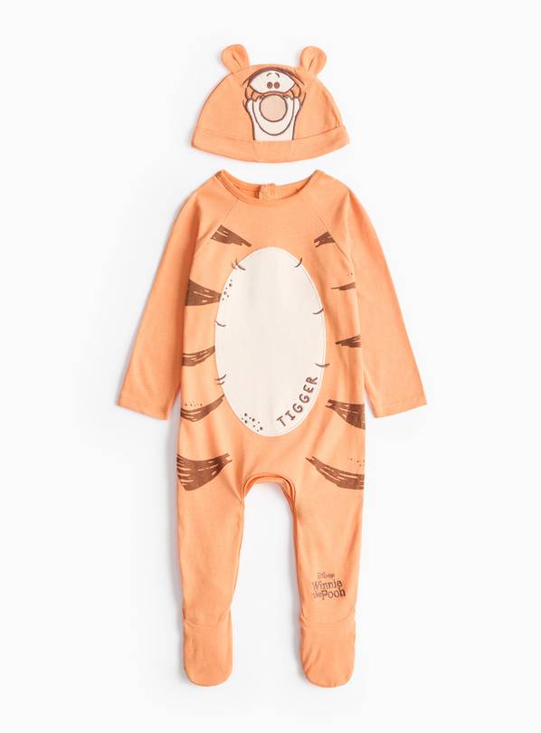 Unisex Tigger Orange Sleepsuit & Hat 12-18 months